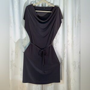 Women’s Draped Boat Neck Belted Dress - Grey